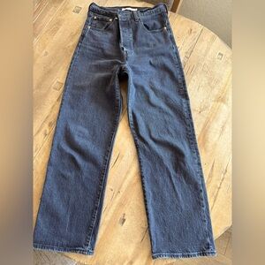 Women’s Levi Black jeans size 30, 27 inseam. Ribcage Straight Ankle, button fly